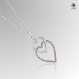 Doppelherz Zirkon-Silberkette Für Damen 925er Silber mit Anhänger - Violett