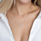 Silberkette mit Zirkon-Schmetterlingsanhänger Für Damen 925er Silber mit Anhänger