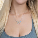 Silberkette mit Zirkon-Schmetterlingsanhänger Für Damen 925er Silber mit Anhänger