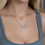 Silberkette mit Zirkon-Schmetterlingsanhänger Für Damen 925er Silber mit Anhänger