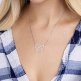Silberkette mit Zirkon-Schmetterlingsanhänger Für Damen 925er Silber mit Anhänger