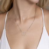 Silberkette mit Zirkon-Schmetterlingsanhänger Für Damen 925er Silber mit Anhänger