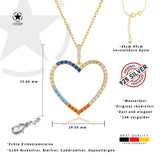Zirkon-Herzkette Für Damen 925er Silber mit Anhänger - Mehrfarbig