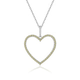 Zirkon-Herzkette Für Damen 925er Silber mit Anhänger - Gelbgrün
