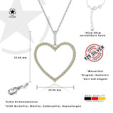 Zirkon-Herzkette Für Damen 925er Silber mit Anhänger - Gelbgrün