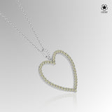 Zirkon-Herzkette Für Damen 925er Silber mit Anhänger - Gelbgrün