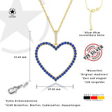 Zirkon-Herzkette Für Damen 925er Silber mit Anhänger - Dunkelblau