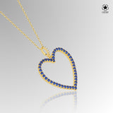 Zirkon-Herzkette Für Damen 925er Silber mit Anhänger - Dunkelblau
