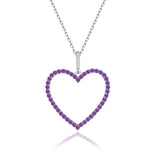 Zirkon-Herzkette Für Damen 925er Silber mit Anhänger - Violett