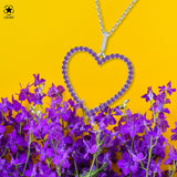 Zirkon-Herzkette Für Damen 925er Silber mit Anhänger - Violett