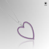 Zirkon-Herzkette Für Damen 925er Silber mit Anhänger - Violett