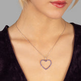 Zirkon-Herzkette Für Damen 925er Silber mit Anhänger - Violett