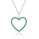 Zirkon-Herzkette Für Damen 925er Silber mit Anhänger - Grün