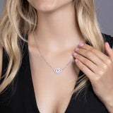 Auge Halskette mit Zirkonstein Für Damen 925er Silber mit Anhänger