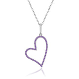 Herzanhänger Für Damen 925er Silber mit Anhänger - Violett