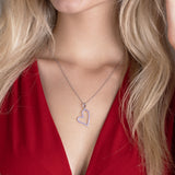 Herzanhänger Für Damen 925er Silber mit Anhänger - Violett