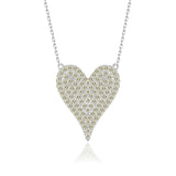 Zirkon Herzkette Für Damen 925er Silber mit Anhänger - Gelbgrün