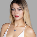 Zirkon Herzkette Für Damen 925er Silber mit Anhänger - Dunkelblau
