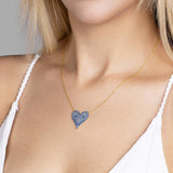 Zirkon Herzkette Für Damen 925er Silber mit Anhänger - Dunkelblau