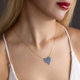 Zirkon Herzkette Für Damen 925er Silber mit Anhänger - Dunkelblau