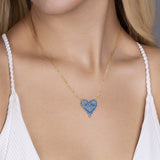 Zirkon Herzkette Für Damen 925er Silber mit Anhänger - Dunkelblau