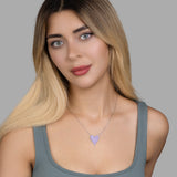 Zirkon Herzkette Für Damen 925er Silber mit Anhänger - Violett