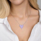 Zirkon Herzkette Für Damen 925er Silber mit Anhänger - Violett