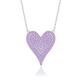 Zirkon Herzkette Für Damen 925er Silber mit Anhänger - Violett