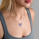 Zirkon Herzkette Für Damen 925er Silber mit Anhänger - Violett