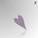 Zirkon Herzkette Für Damen 925er Silber mit Anhänger - Violett