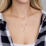 Kreuz Halskette mit Zirkonsteinen Für Damen 925er Silber mit Anhänger