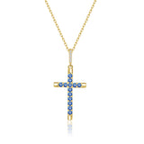 Kreuz Halskette mit Zirkonsteinen Für Damen 925er Silber mit Anhänger