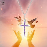 Kreuz Halskette mit Zirkonsteinen Für Damen 925er Silber mit Anhänger