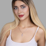 Kreuz Halskette mit Zirkonsteinen Für Damen 925er Silber mit Anhänger