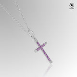 Kreuz Halskette mit Zirkonsteinen Für Damen 925er Silber mit Anhänger