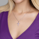 Kreuz Halskette mit Zirkonsteinen Für Damen 925er Silber mit Anhänger