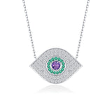 Auge-Silberhalskette mit Zirkonstein Für Damen 925er Silber mit Anhänger