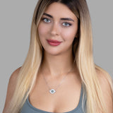 Auge-Silberhalskette mit Zirkonstein Für Damen 925er Silber mit Anhänger