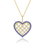 Zirkonstein Herzkette Für Damen 925er Silber mit Anhänger - Gold/Dunkelblau