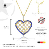 Zirkonstein Herzkette Für Damen 925er Silber mit Anhänger - Gold/Dunkelblau