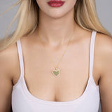 Zirkonstein Herzkette Für Damen 925er Silber mit Anhänger - Gold/Grün