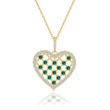 Zirkonstein Herzkette Für Damen 925er Silber mit Anhänger - Gold/Grün