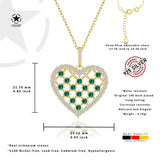Zirkonstein Herzkette Für Damen 925er Silber mit Anhänger - Gold/Grün