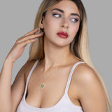 Zirkonstein Herzkette Für Damen 925er Silber mit Anhänger - Gold/Grün