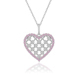 Zirkonstein Herzkette Für Damen 925er Silber mit Anhänger - Silber/Rosa
