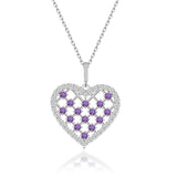 Zirkonstein Herzkette Für Damen 925er Silber mit Anhänger - Silber/Lila