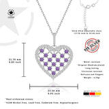 Zirkonstein Herzkette Für Damen 925er Silber mit Anhänger - Silber/Lila