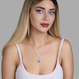 Zirkonstein Herzkette Für Damen 925er Silber mit Anhänger - Silber/Lila