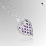 Zirkonstein Herzkette Für Damen 925er Silber mit Anhänger - Silber/Lila