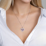 Zirkonstein Herzkette Für Damen 925er Silber mit Anhänger - Silber/Lila